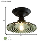 Semi-Flush Ceiling Light Scalloped Ribbed Glass