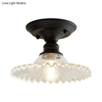 Semi-Flush Ceiling Light Scalloped Ribbed Glass