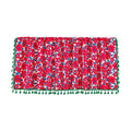 Semi-Sheer Cotton-Linen Red Floral Cabinet Curtain (Rod Pocket)
