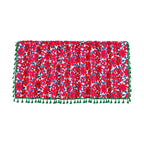 Semi-Sheer Cotton-Linen Red Floral Cabinet Curtain (Rod Pocket)