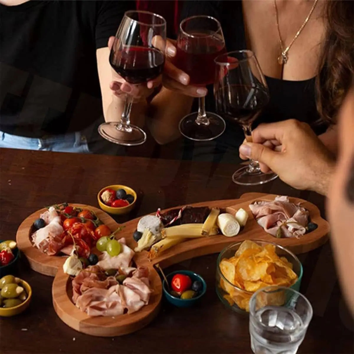 Serving Board Multi-Compartment Dark Wood