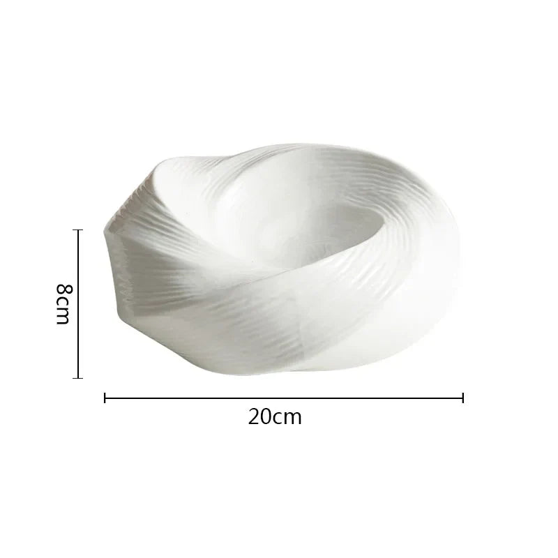 Serving Bowl Handcrafted Spiral Design Porcelain Finish Dishwasher Safe