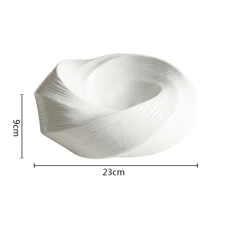 Serving Bowl Handcrafted Spiral Design Porcelain Finish Dishwasher Safe