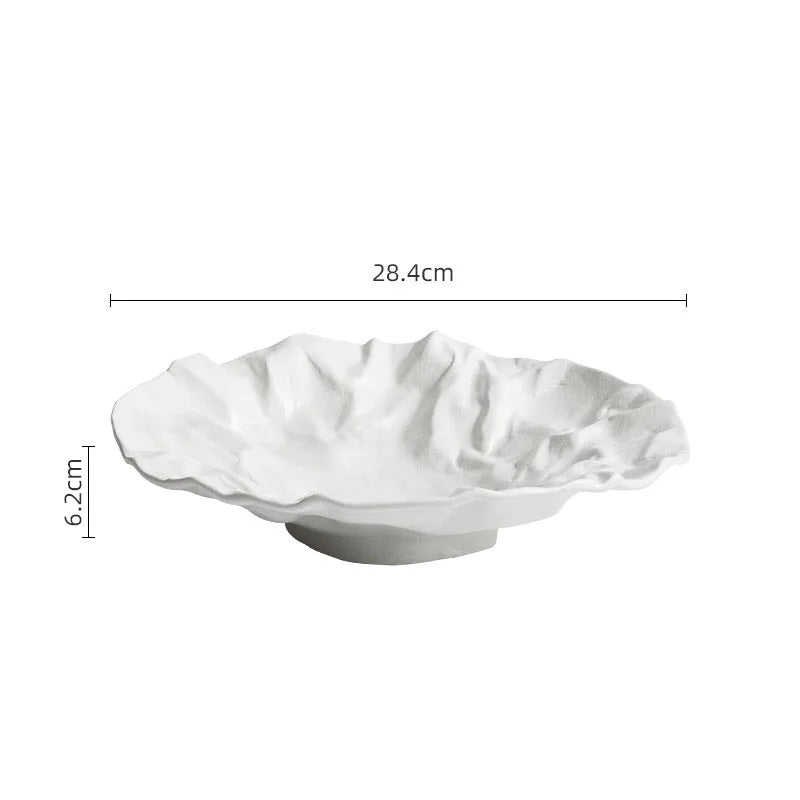 Serving Bowl Porcelain Ceramic Ripple Texture Dishwasher Safe