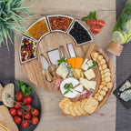 Serving & Cheese Board Set Acacia Wood Ceramic Bowls