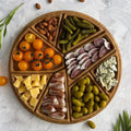 Serving Platter Round Solid Wood 8 Removable Compartments