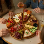 Serving Platter Round Solid Wood 8 Removable Compartments
