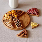 Serving Platter Round Solid Wood 8 Removable Compartments