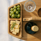 Serving Tray Foldable Wood Bottle & Glass Holders