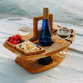 Serving Tray Natural Wood Wine & Glass Holder