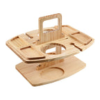 Serving Tray Natural Wood Wine & Glass Holder