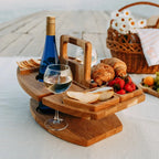 Serving Tray Natural Wood Wine & Glass Holder