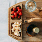 Serving Tray Natural Wood Wine & Glass Holder