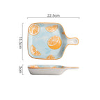 Serving Tray Porcelain Floral Underglaze Ergonomic Handle