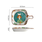 Serving Tray Porcelain Floral Underglaze Ergonomic Handle