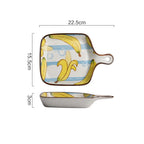 Serving Tray Porcelain Floral Underglaze Ergonomic Handle