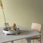Serving Tray Round Wood Grain Raised Edge & Elevated Feet
