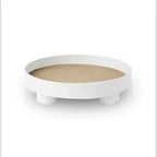 Serving Tray Round Wood Grain Raised Edge & Elevated Feet