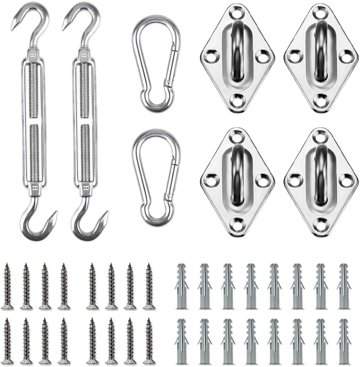 Shade Sail Mounting Kit 304 Stainless Steel Adjustable Weather-Resistant