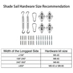 Shade Sail Mounting Kit 304 Stainless Steel Adjustable Weather-Resistant