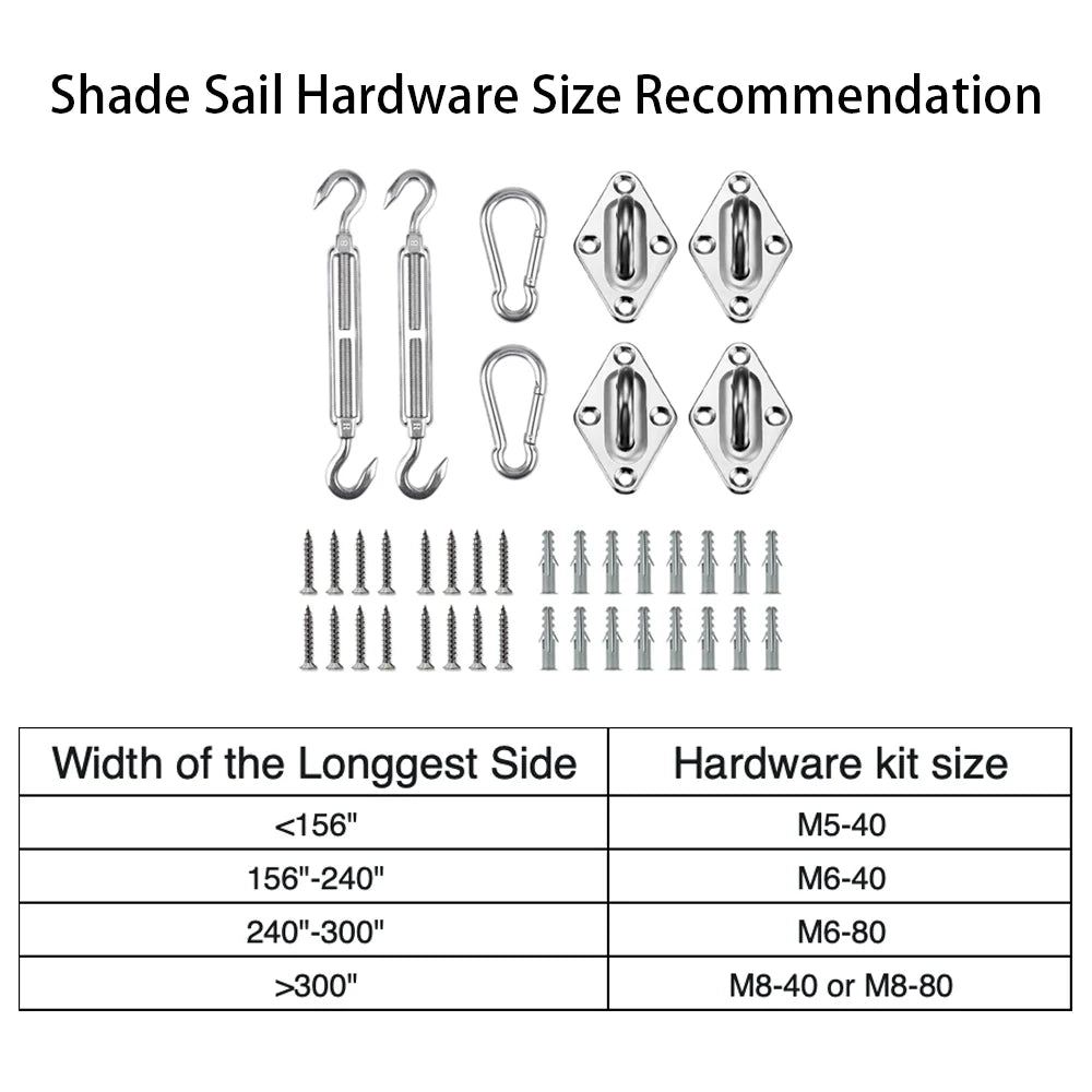 Shade Sail Mounting Kit 304 Stainless Steel Adjustable Weather-Resistant