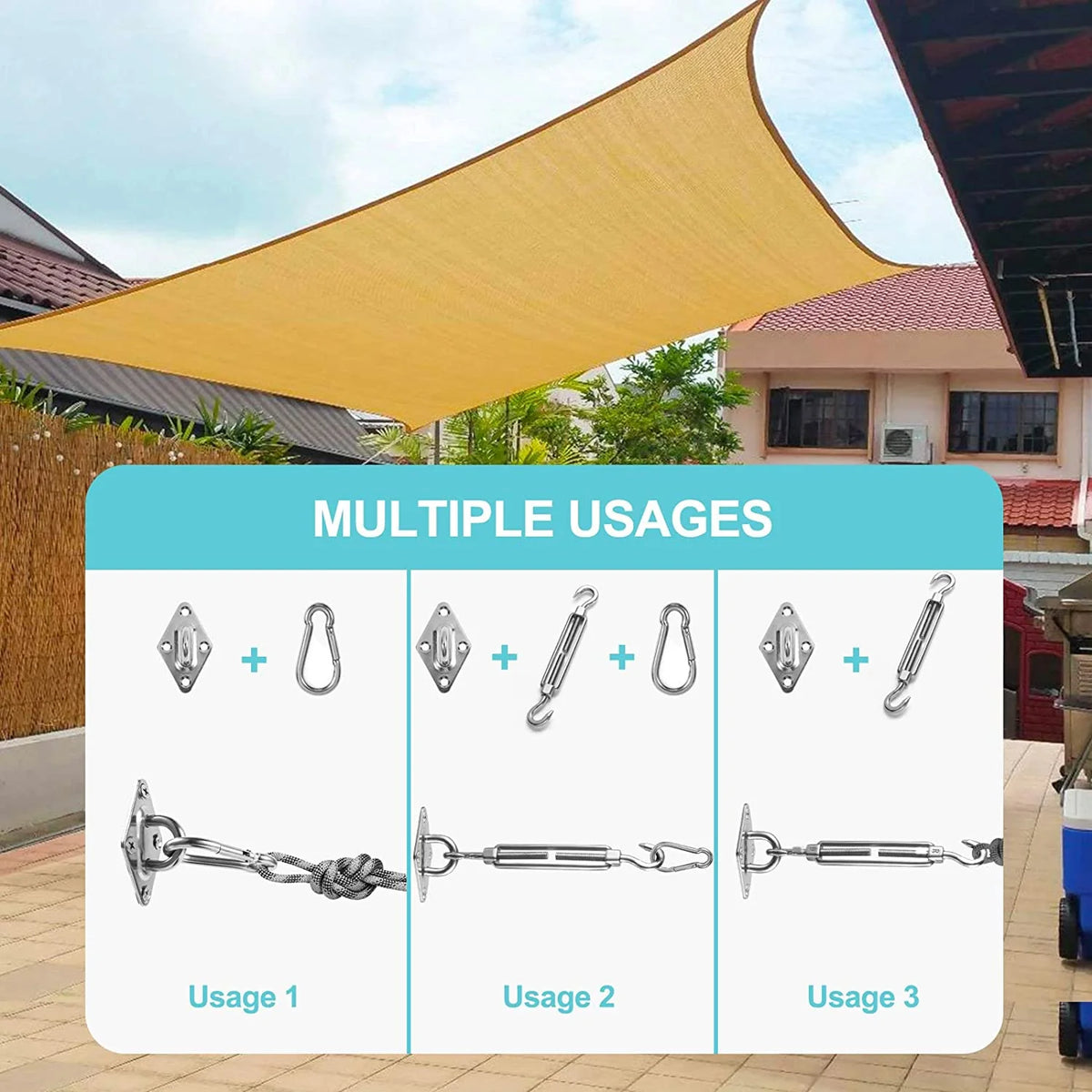 Shade Sail Mounting Kit 304 Stainless Steel Adjustable Weather-Resistant