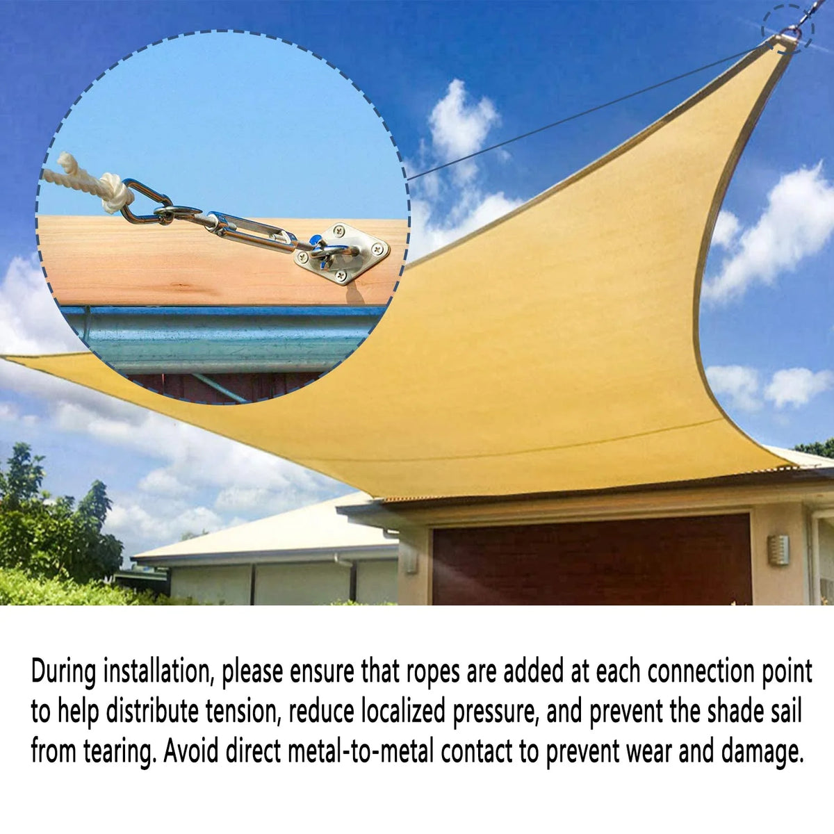 Shade Sail Mounting Kit 304 Stainless Steel Adjustable Weather-Resistant