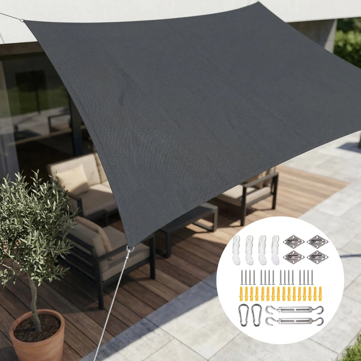 Shade Sail Rectangular Water-Repellent Polyester UV Protection