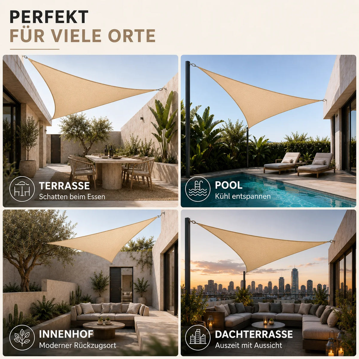 Shade Sail Triangular & Square UV-Blocking