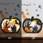 Shadow Box Set Halloween Multi-Layered Wood Battery-Operated LED