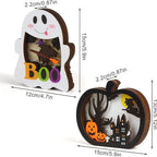 Shadow Box Set Halloween Multi-Layered Wood Battery-Operated LED