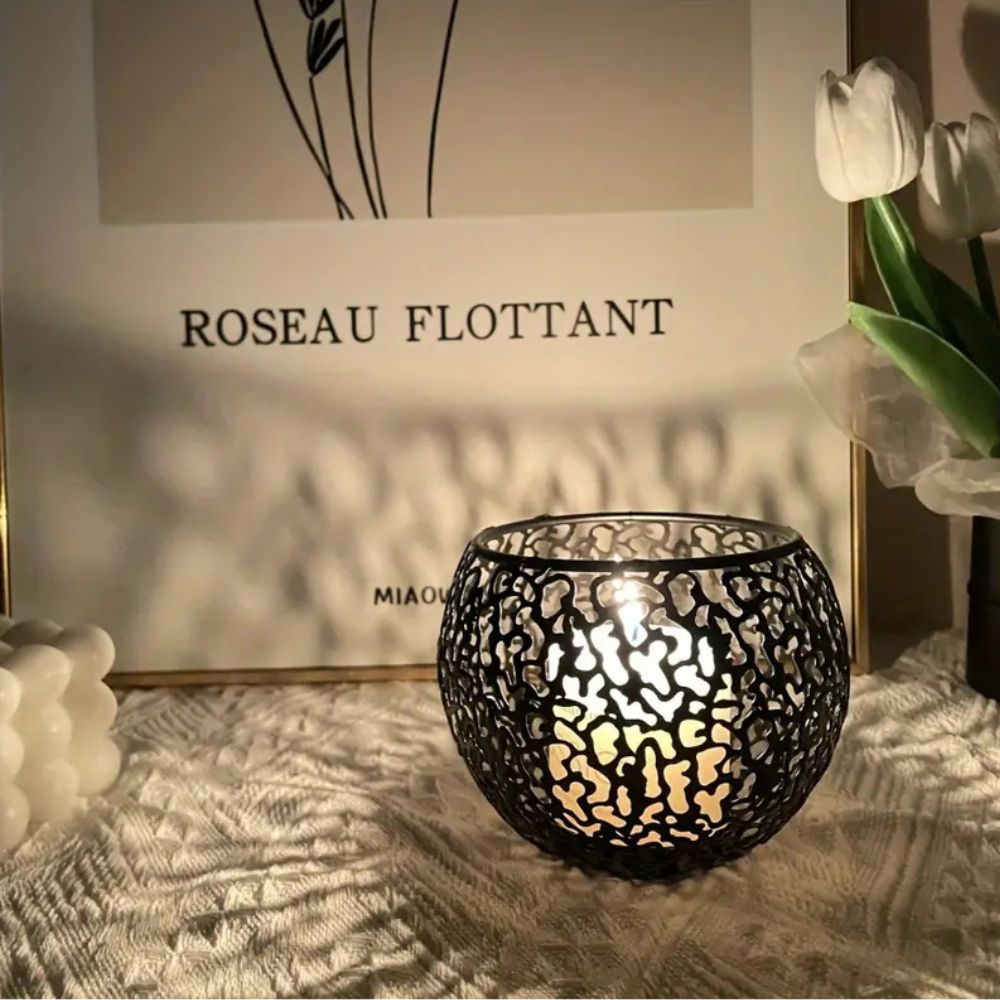 Shadow-Projecting Geometric Iron Tealight Holder