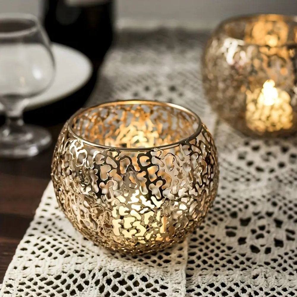 Shadow-Projecting Geometric Iron Tealight Holder