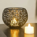 Shadow-Projecting Geometric Iron Tealight Holder