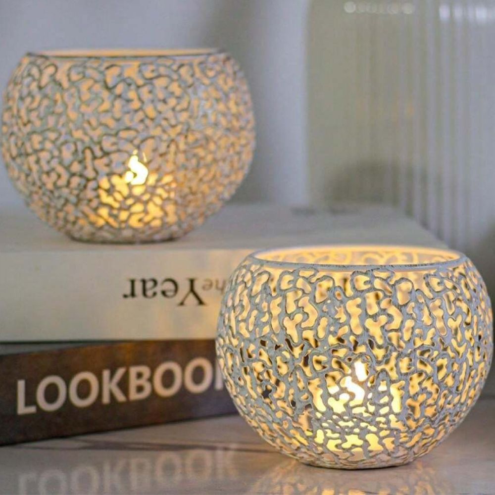 Shadow-Projecting Geometric Iron Tealight Holder