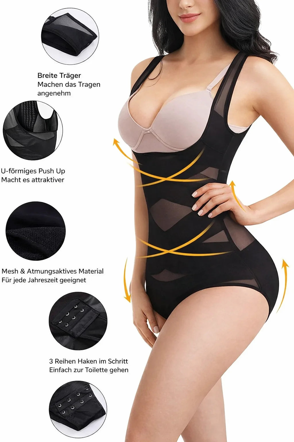 Shaping Bodysuit Open Bust Tummy Control Breathable Mesh