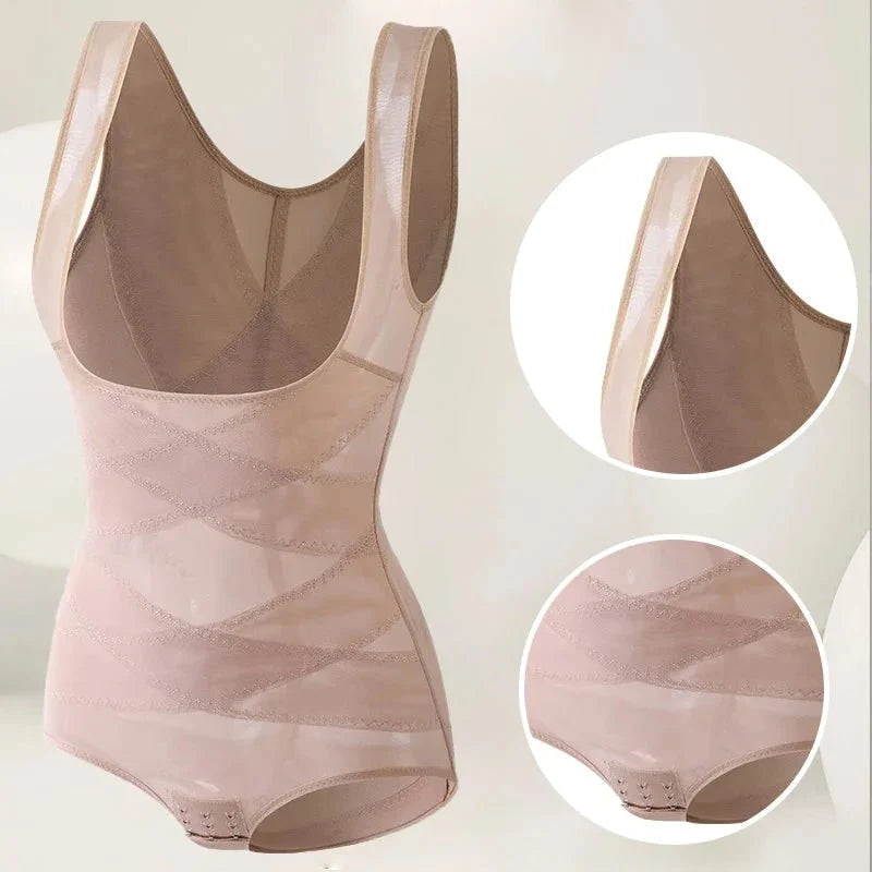 Shaping Bodysuit Open Bust Tummy Control Breathable Mesh