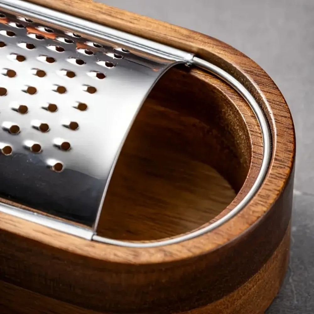 Sharp Stainless Steel Acacia Wood Handle Cheese Grater