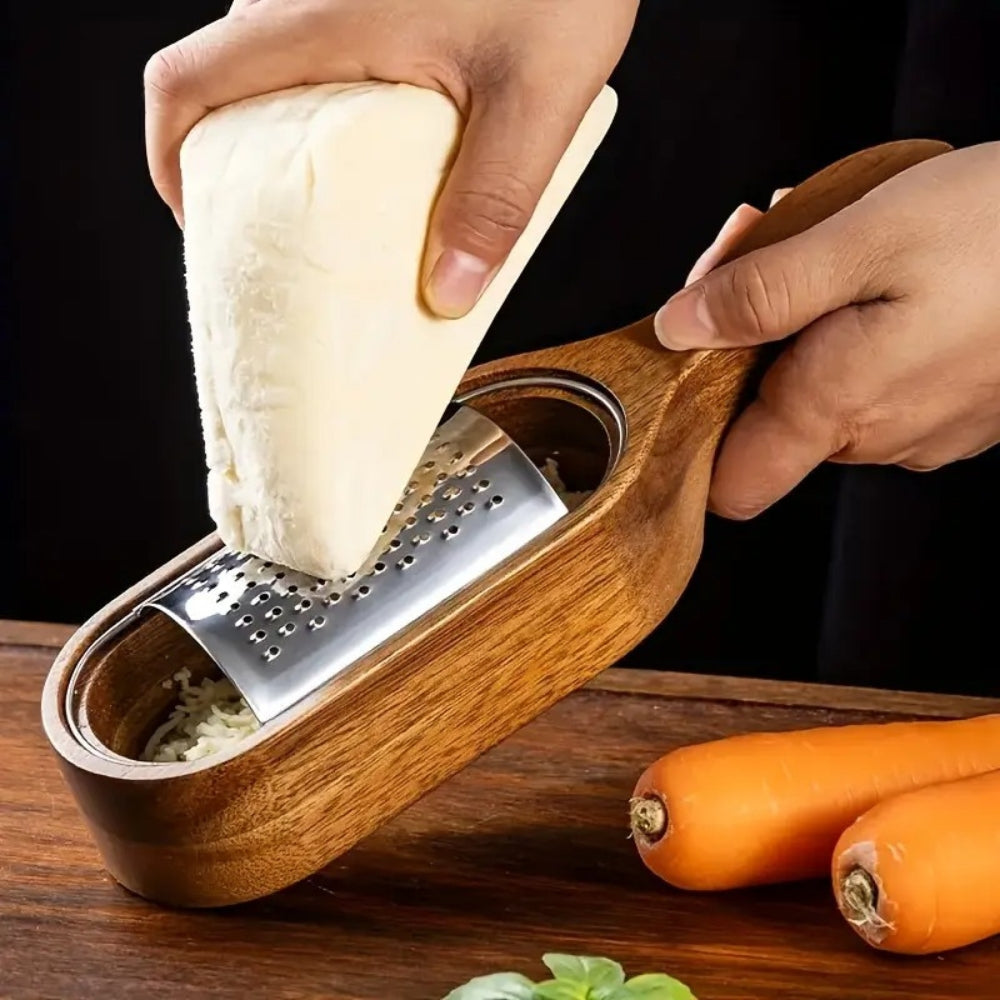 Sharp Stainless Steel Acacia Wood Handle Cheese Grater