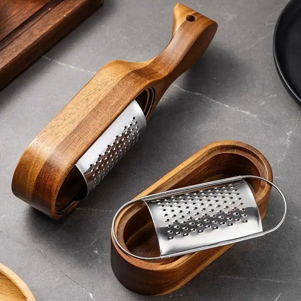 Sharp Stainless Steel Acacia Wood Handle Cheese Grater