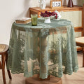 Sheer Floral Lace Microfiber Round Tablecloth
