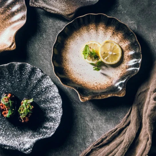 Shell Plate Ceramic Organic Shape 20 Cm