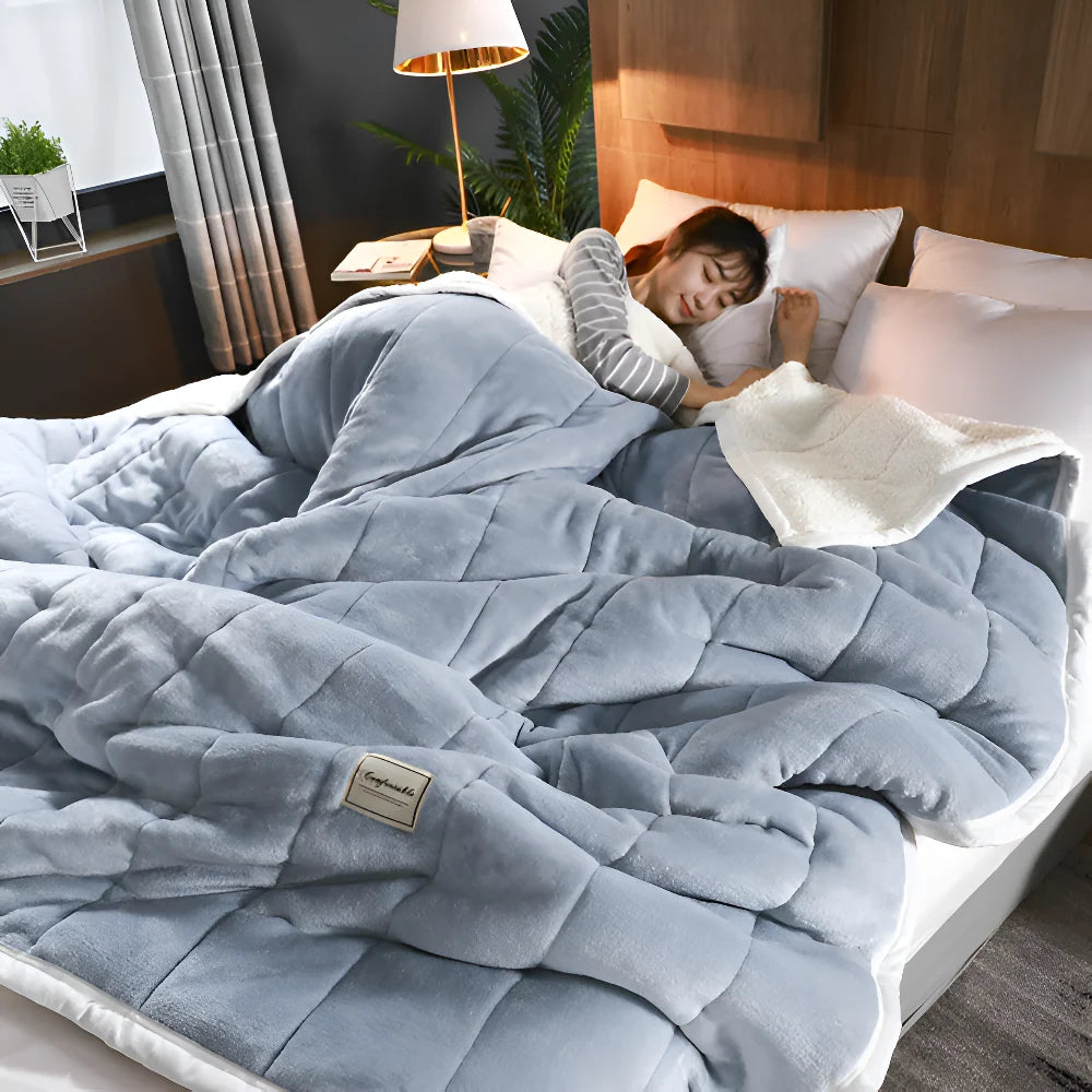 Sherpa Fleece Blanket Reversible Plush Top Sherpa Back