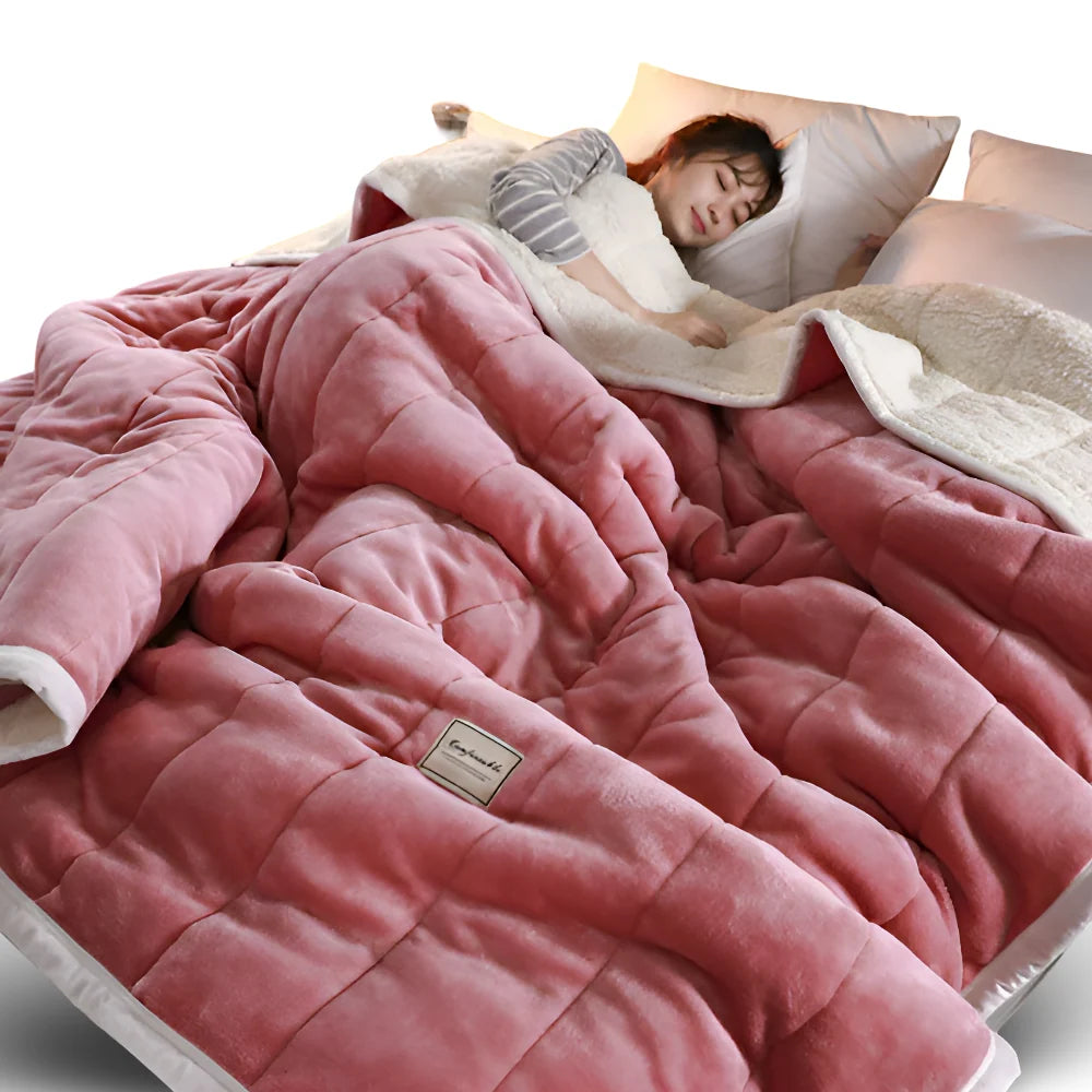 Sherpa Fleece Blanket Reversible Plush Top Sherpa Back
