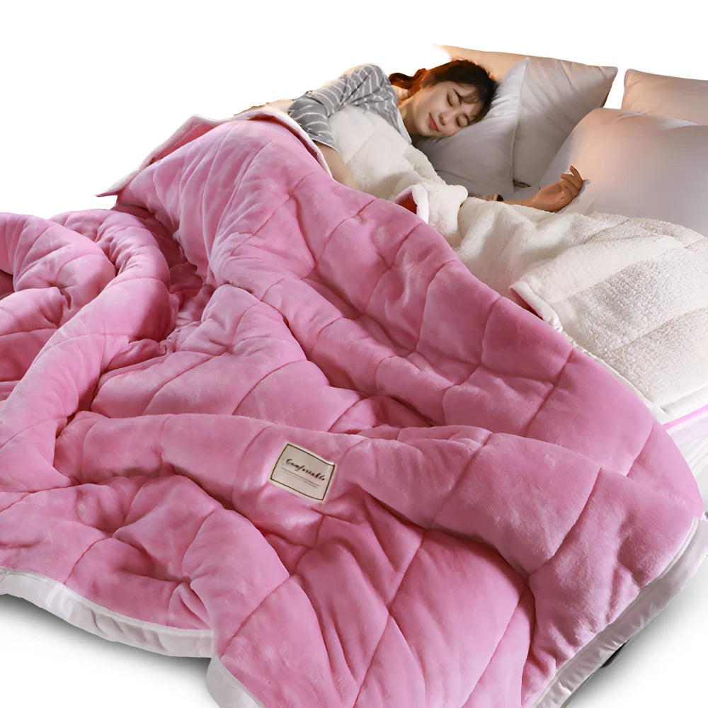 Sherpa Fleece Blanket Reversible Plush Top Sherpa Back