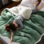 Sherpa Fleece Blanket Reversible Plush Top Sherpa Back