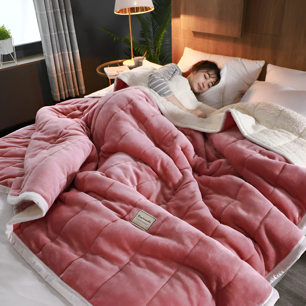 Sherpa Fleece Blanket Reversible Plush Top Sherpa Back
