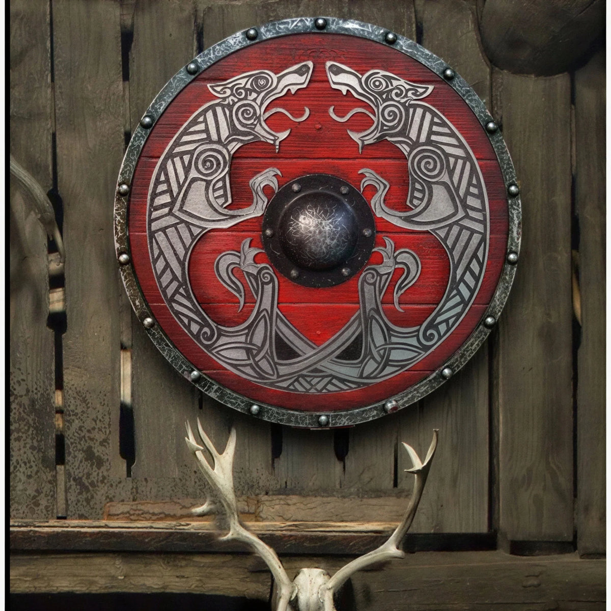 Shield Solid Wood Double Raven 12 Inch Wall Mount