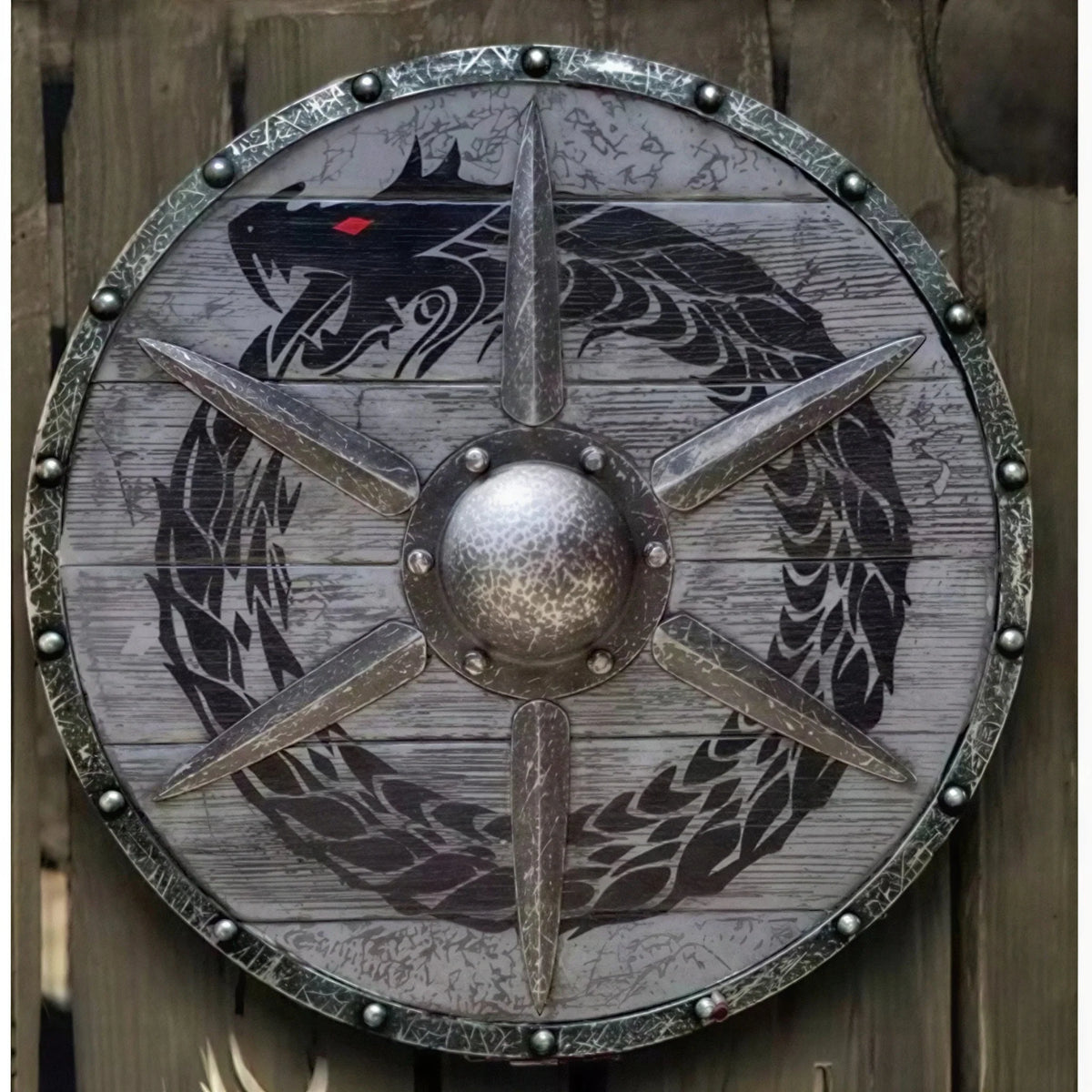 Shield Solid Wood Double Raven 12 Inch Wall Mount