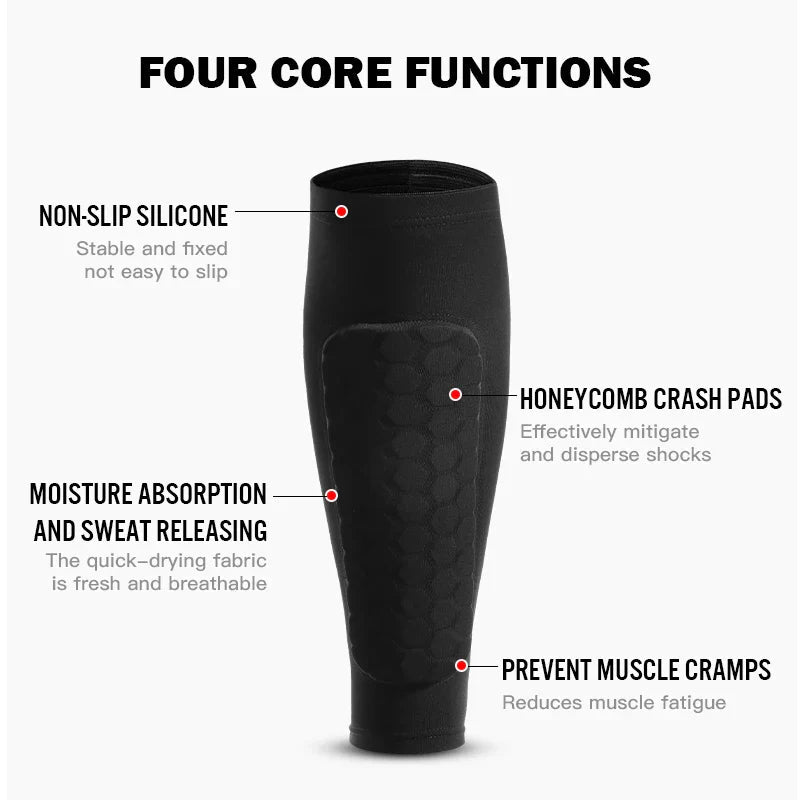Shin Guard Sleeves Shock-Absorbing Padding Breathable Compression Fit